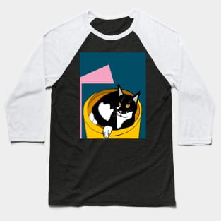 Cute Tuxedo Cat laying in a fruit bowl.  Copyright TeAnne Baseball T-Shirt